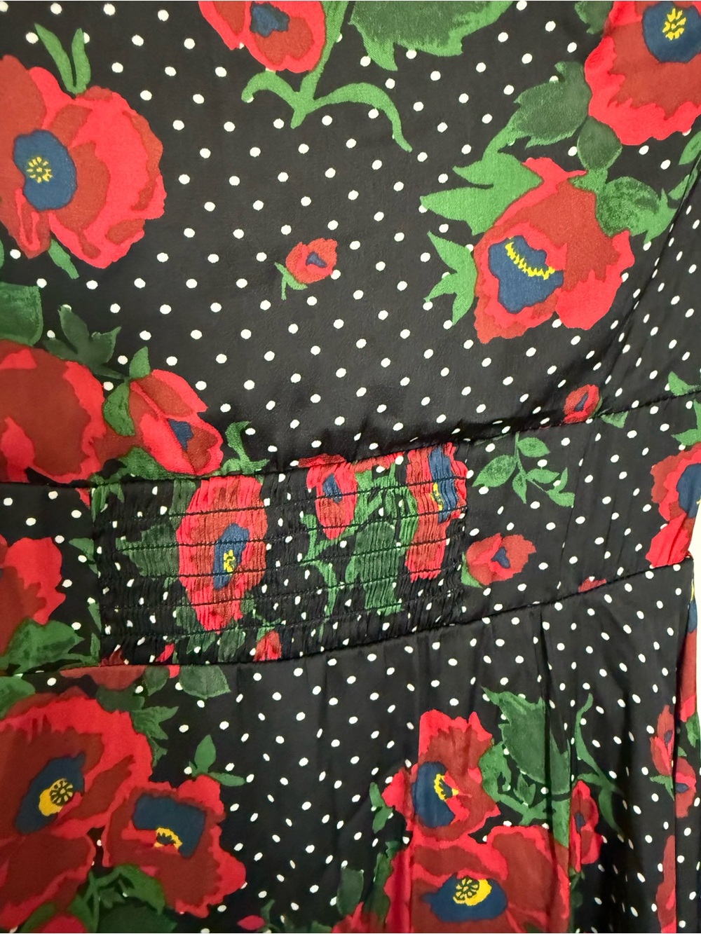 Free People Morning Light Floral Long Sleeve Mini Dress Black and Red Polka Dots - Picture 8 of 10